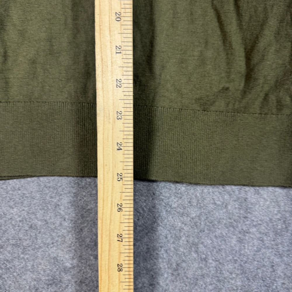 Quince Sweater Womens Medium Olive Green Cotton Cashmere Blend Crewneck Ribbed - Picture 7 of 8